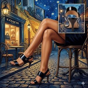 Coach Marla Black Patent Leather Slingback Sandals Heels A00833 Mens 10B EUR 40